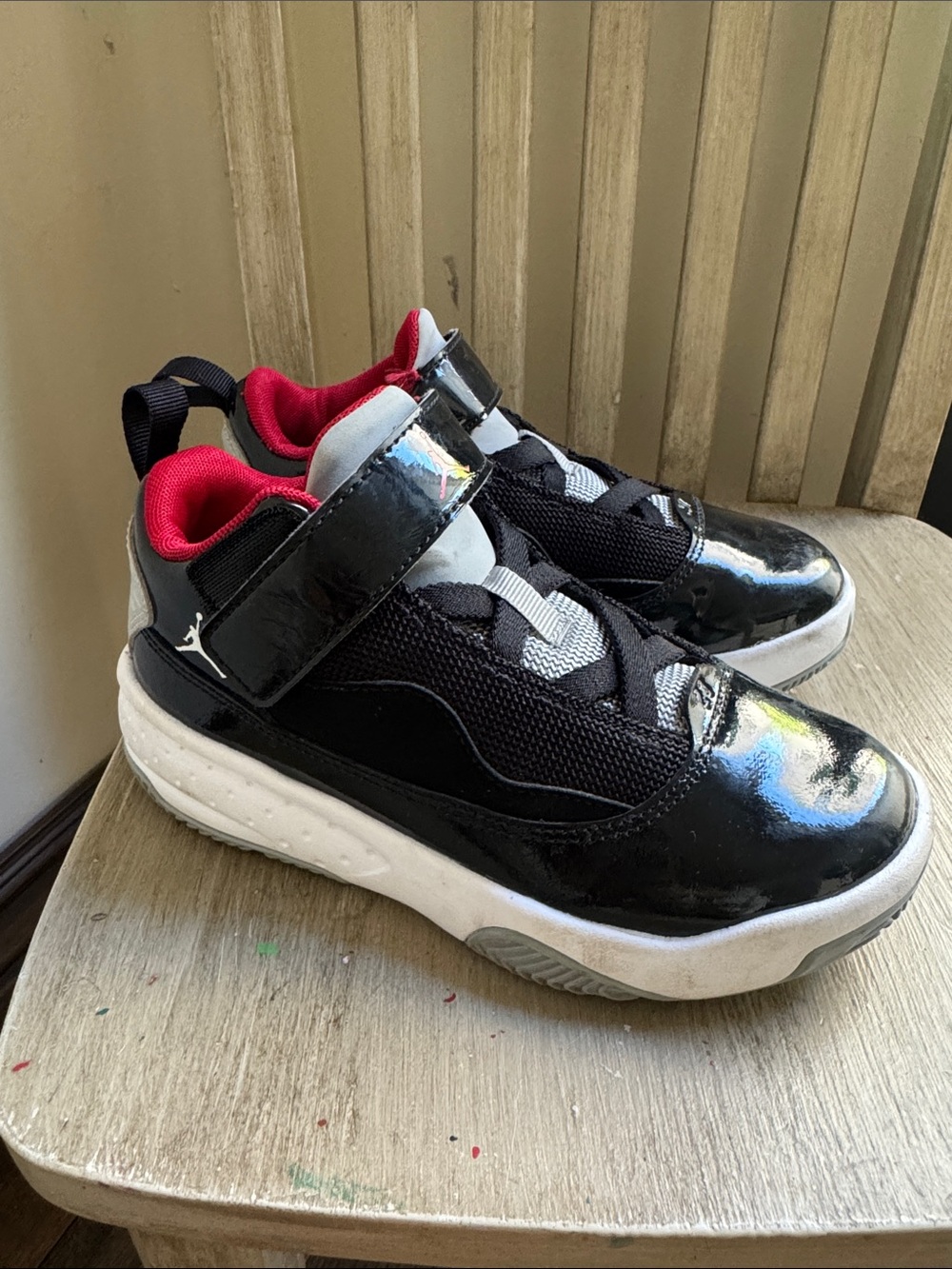 Jordan Kids Black and Red High-Top Sneakers Sizd 12.5